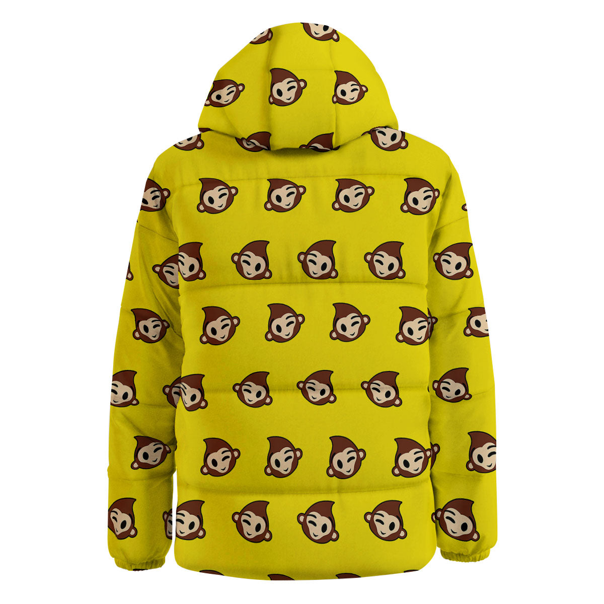 Emoji Monkey Print Pattern Down Jacket-grizzshop