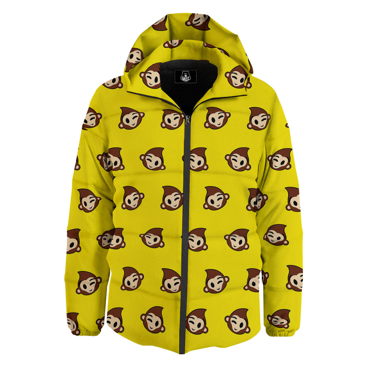 Emoji Monkey Print Pattern Down Jacket-grizzshop