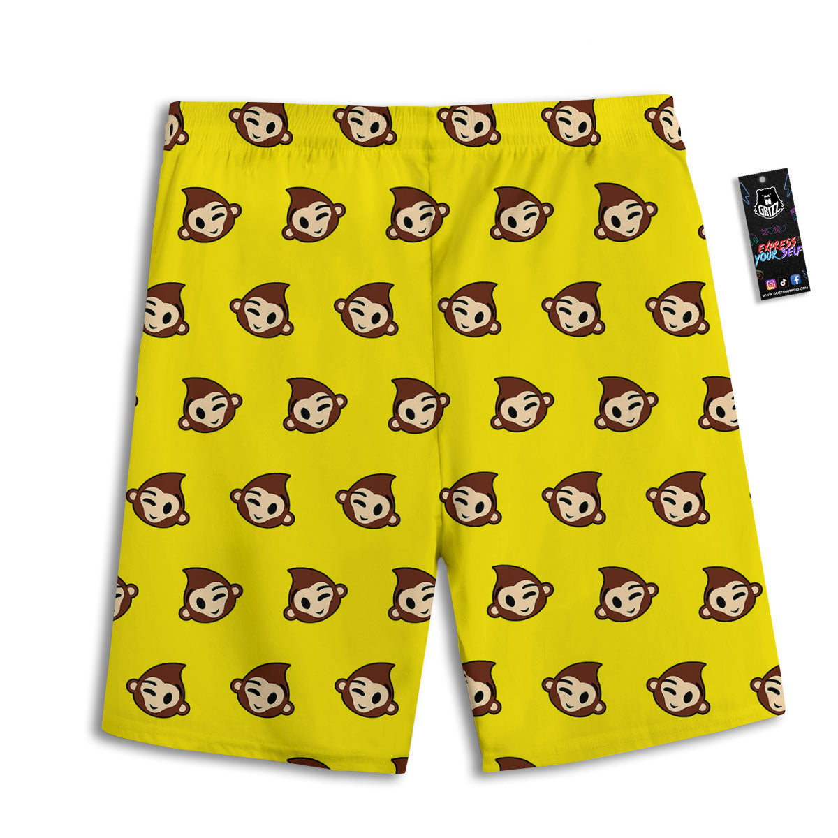 Emoji Monkey Print Pattern Men's Athletic Shorts