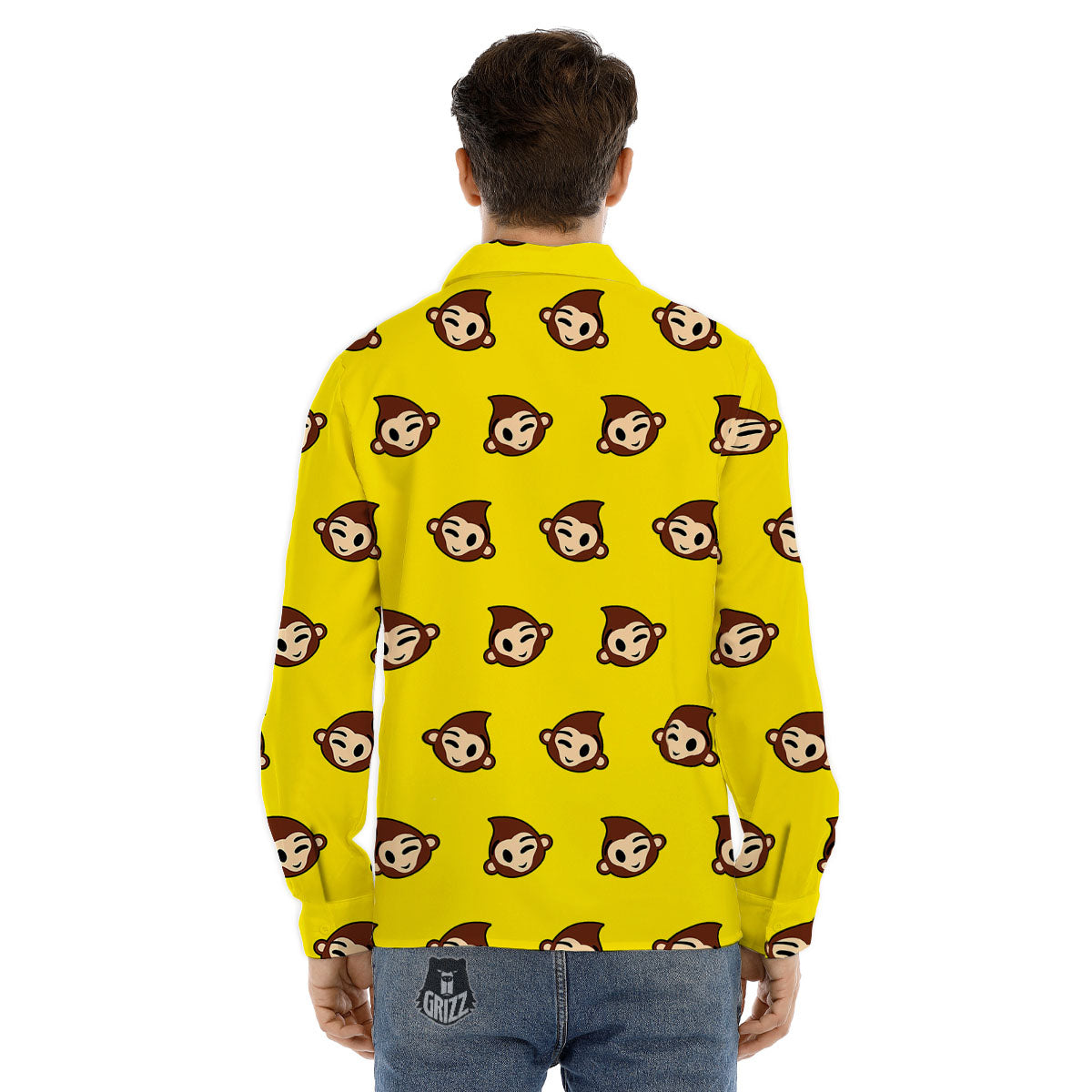 Emoji Monkey Print Pattern Men's Dress Shirts-grizzshop