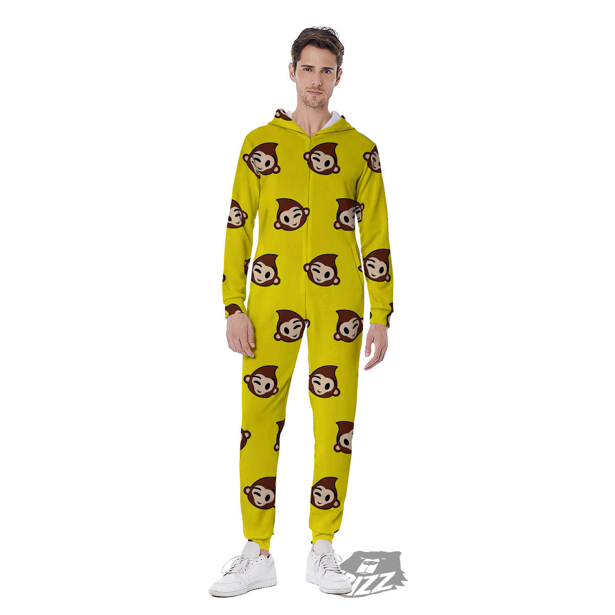 Emoji Monkey Print Pattern Men's Jumpsuit-grizzshop