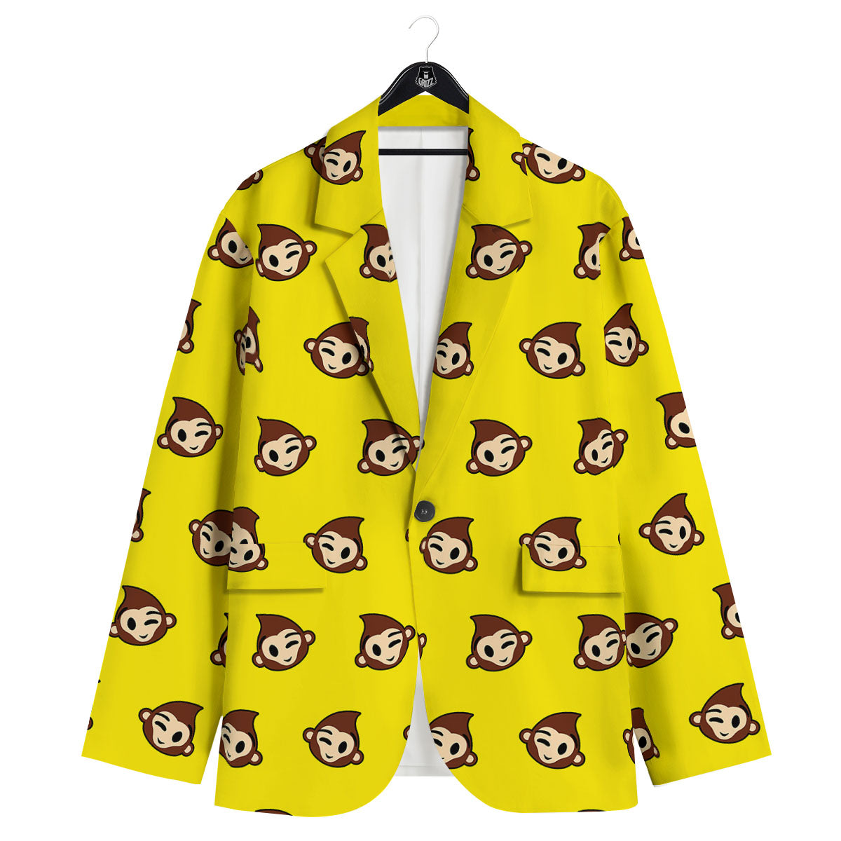Emoji Monkey Print Pattern Men's Sport Coat-grizzshop