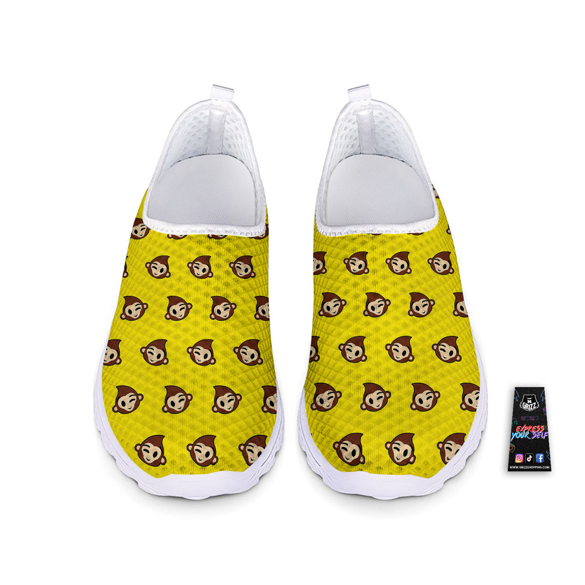 Emoji Monkey Print Pattern Nurse Shoes-grizzshop
