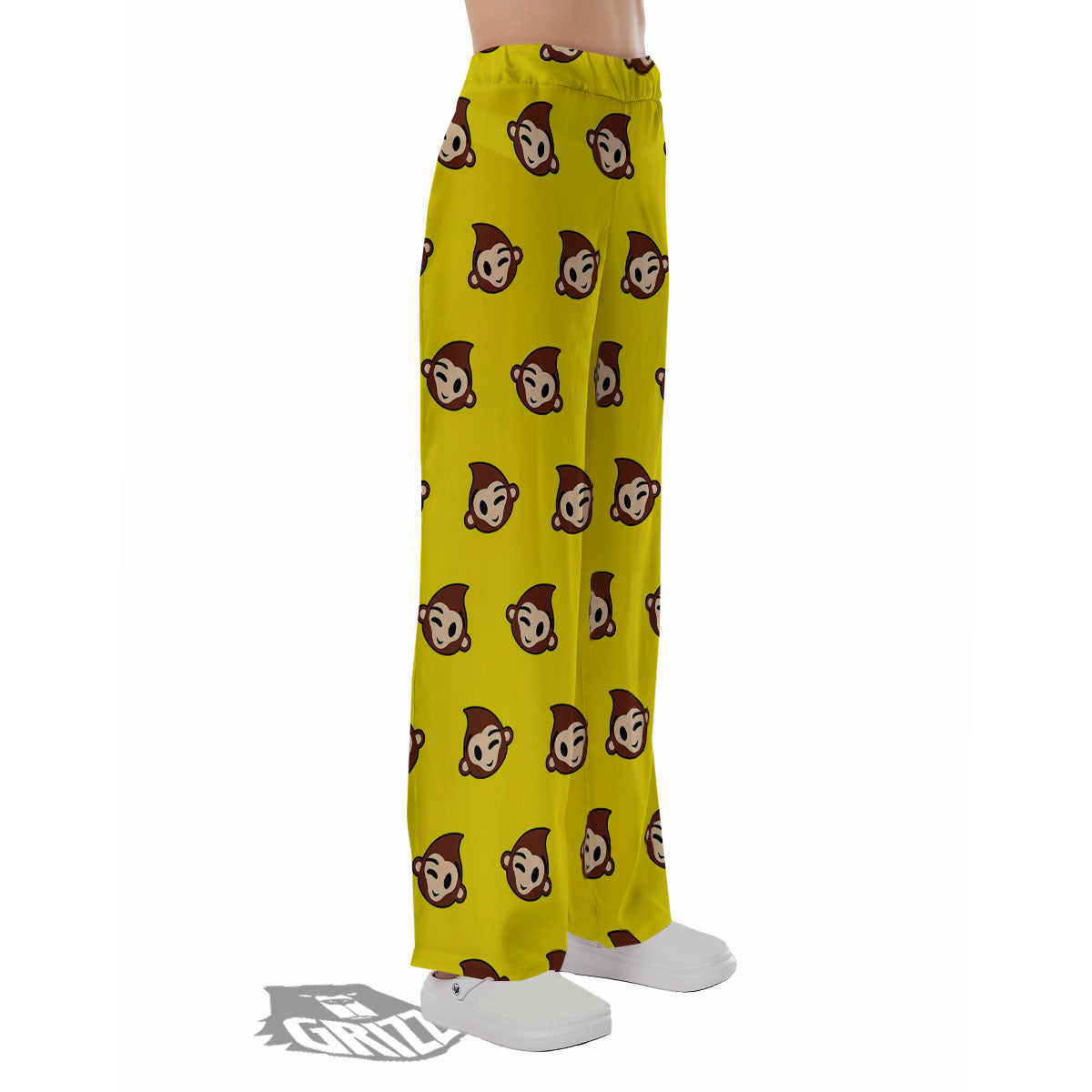 Emoji Monkey Print Pattern Pajama Pants-grizzshop