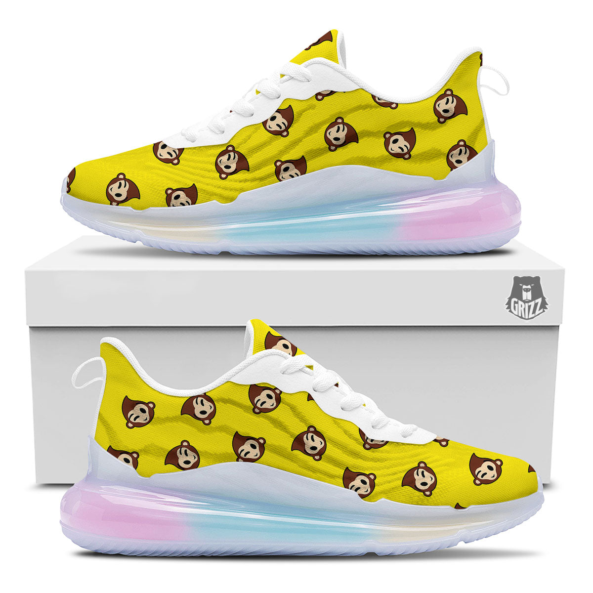 Emoji Monkey Print Pattern Running Sneakers-grizzshop