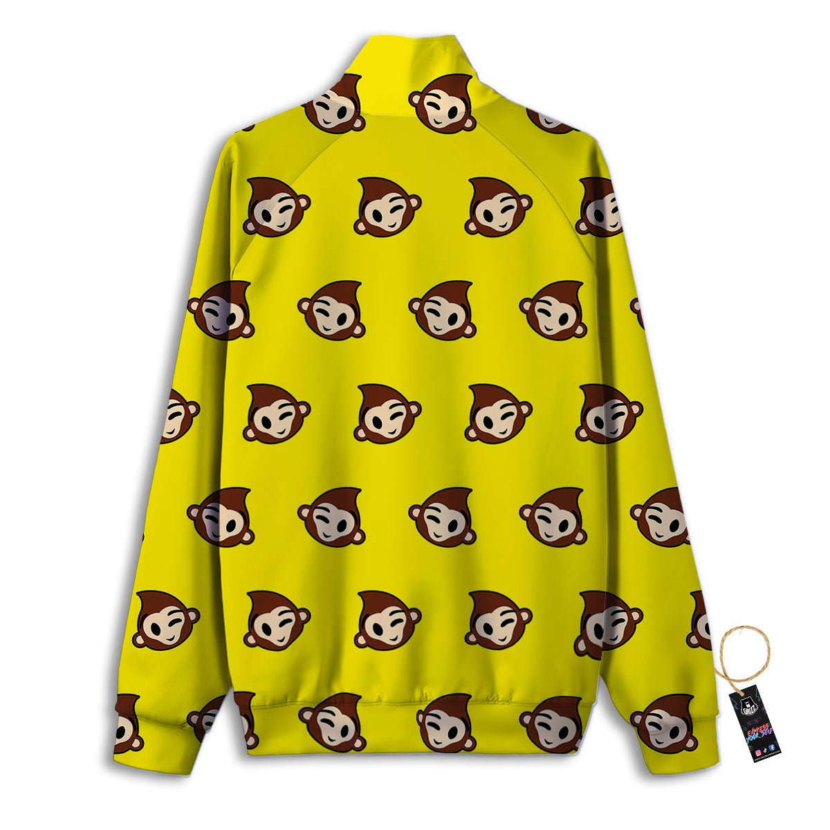 Emoji Monkey Print Pattern Track Jacket-grizzshop