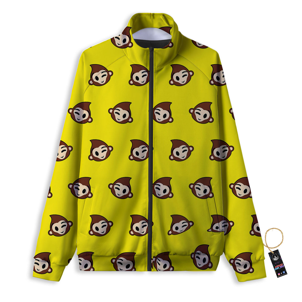 Emoji Monkey Print Pattern Track Jacket-grizzshop