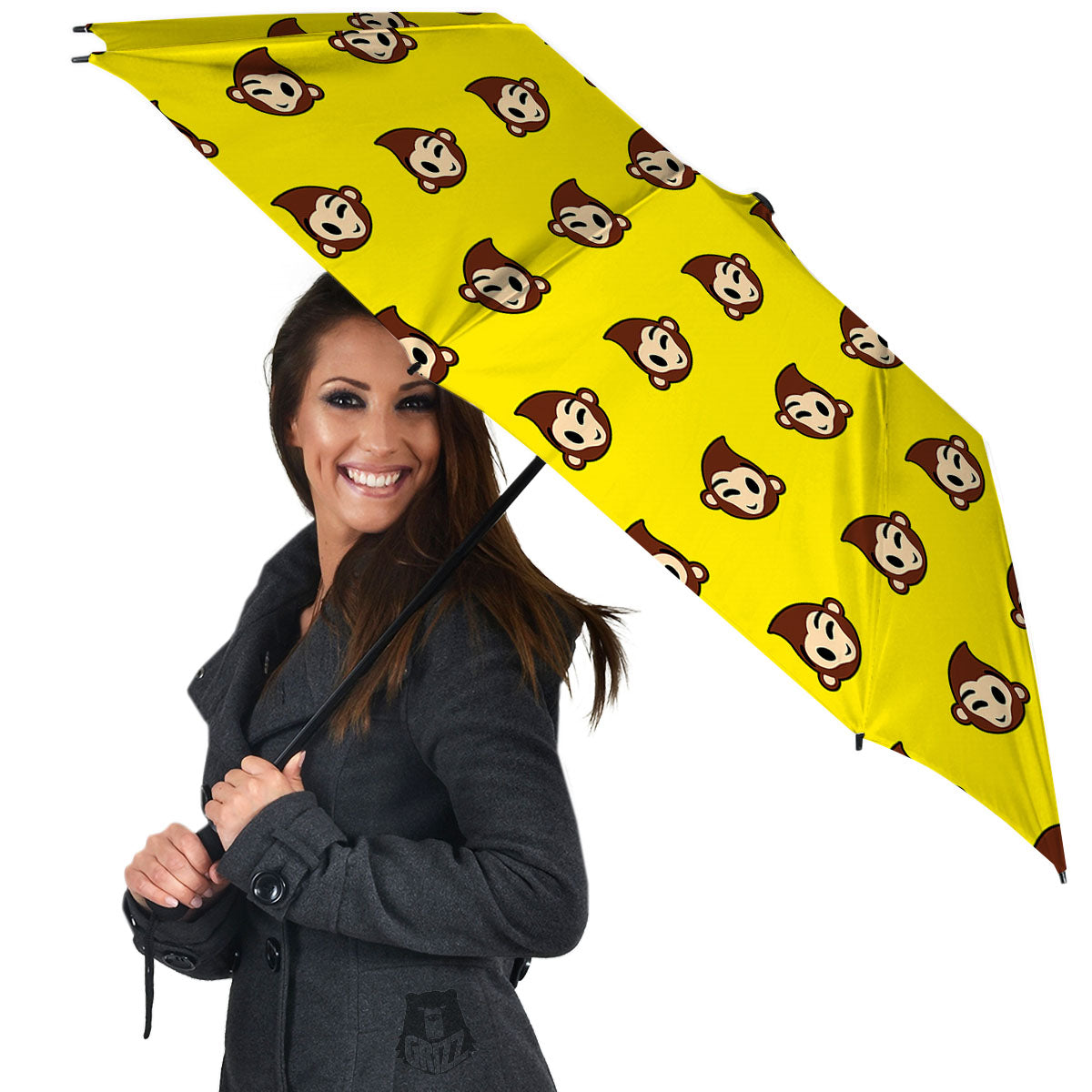 Emoji Monkey Print Pattern Umbrella-grizzshop