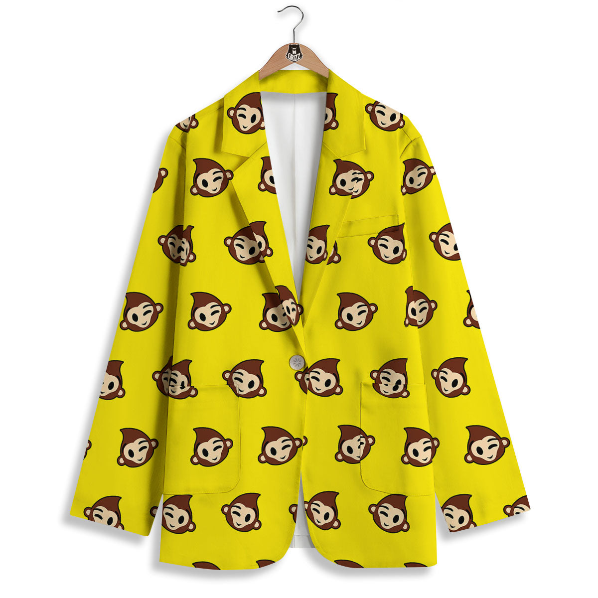 Emoji Monkey Print Pattern Women's Blazer-grizzshop
