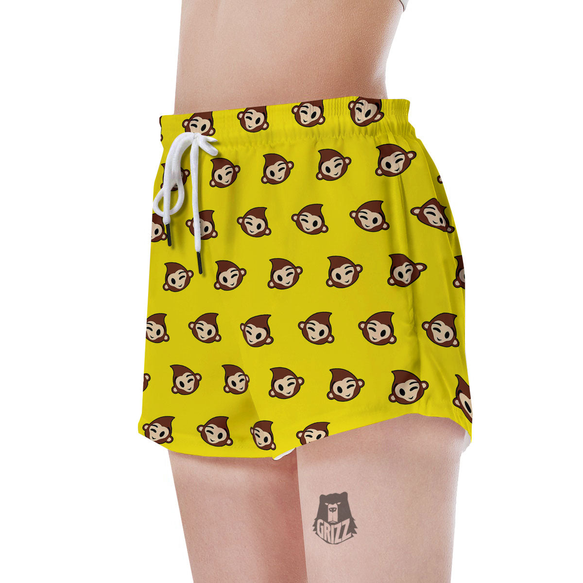 Emoji Monkey Print Pattern Women's Shorts-grizzshop