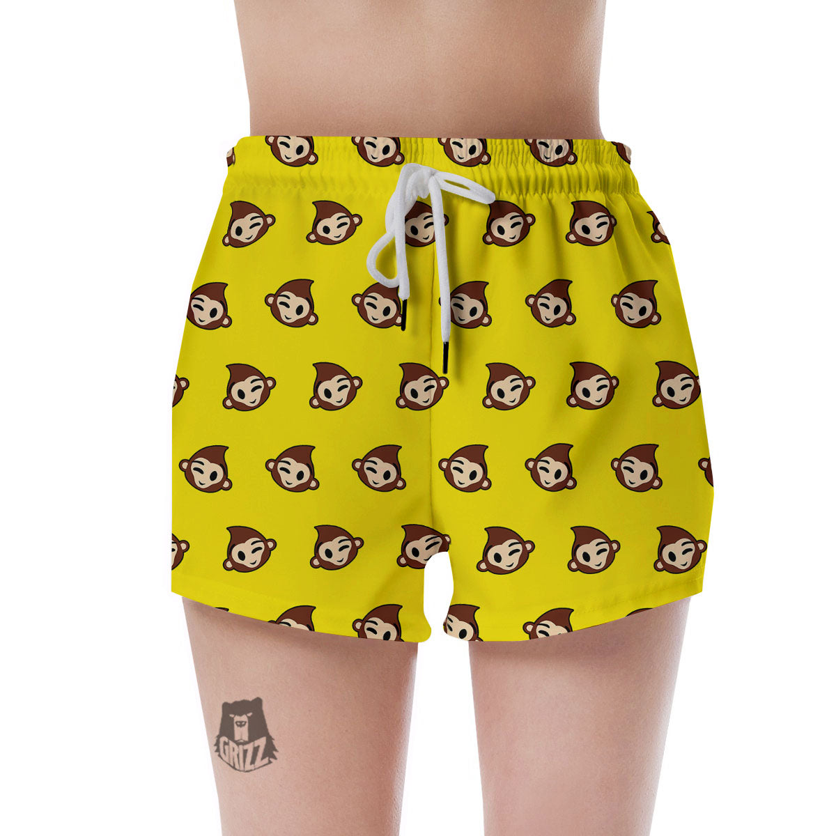 Emoji Monkey Print Pattern Women's Shorts-grizzshop
