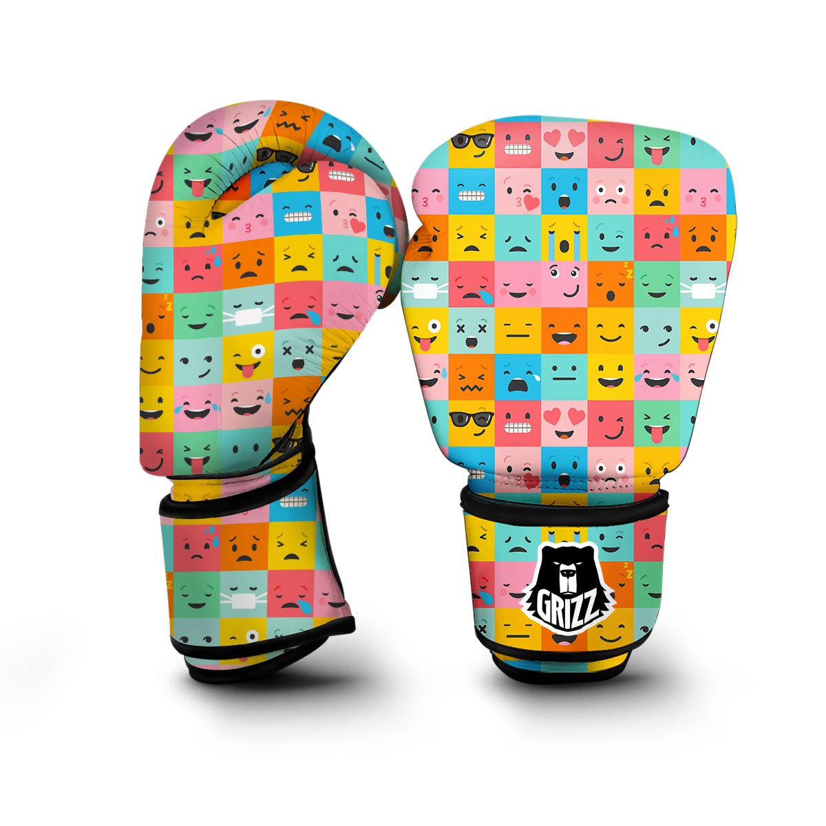 Emoji Pattern Print Boxing Gloves-grizzshop