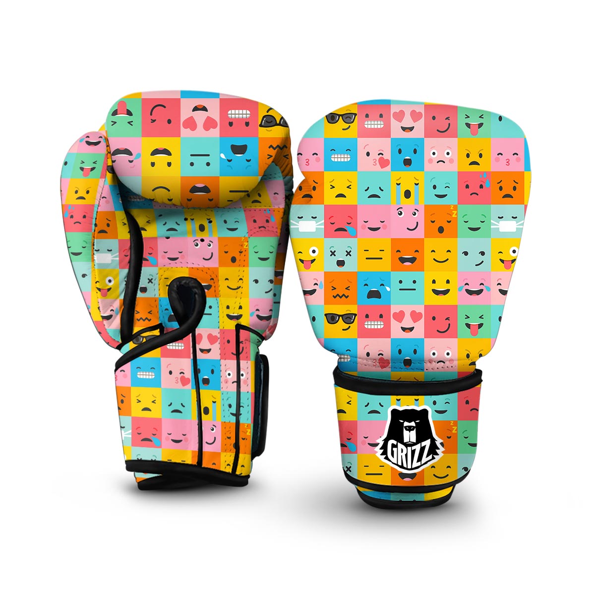 Emoji Pattern Print Boxing Gloves-grizzshop