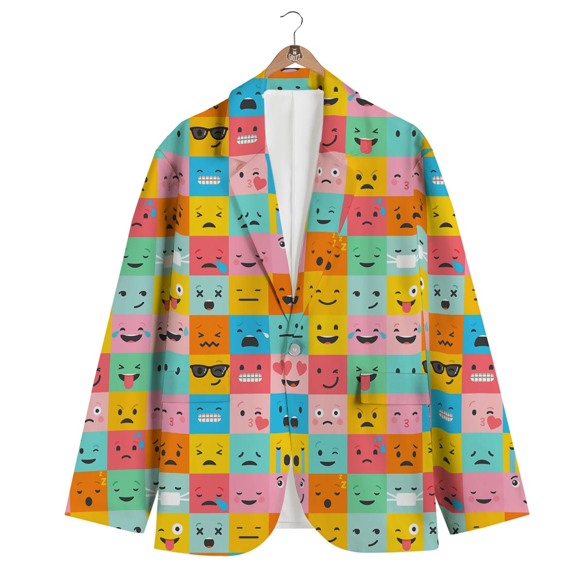 Emoji Pattern Print Men's Blazer-grizzshop
