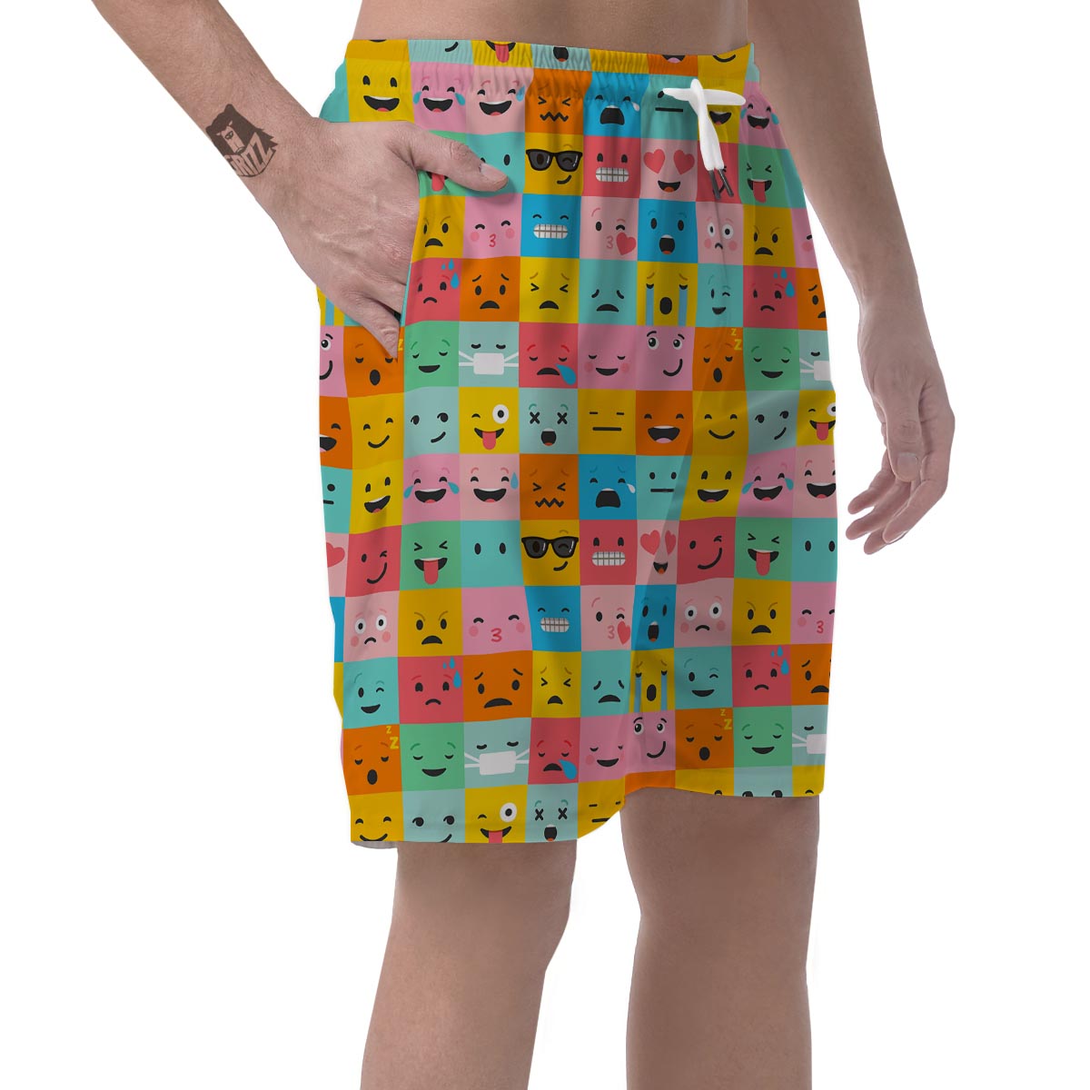 Emoji Pattern Print Men's Shorts-grizzshop
