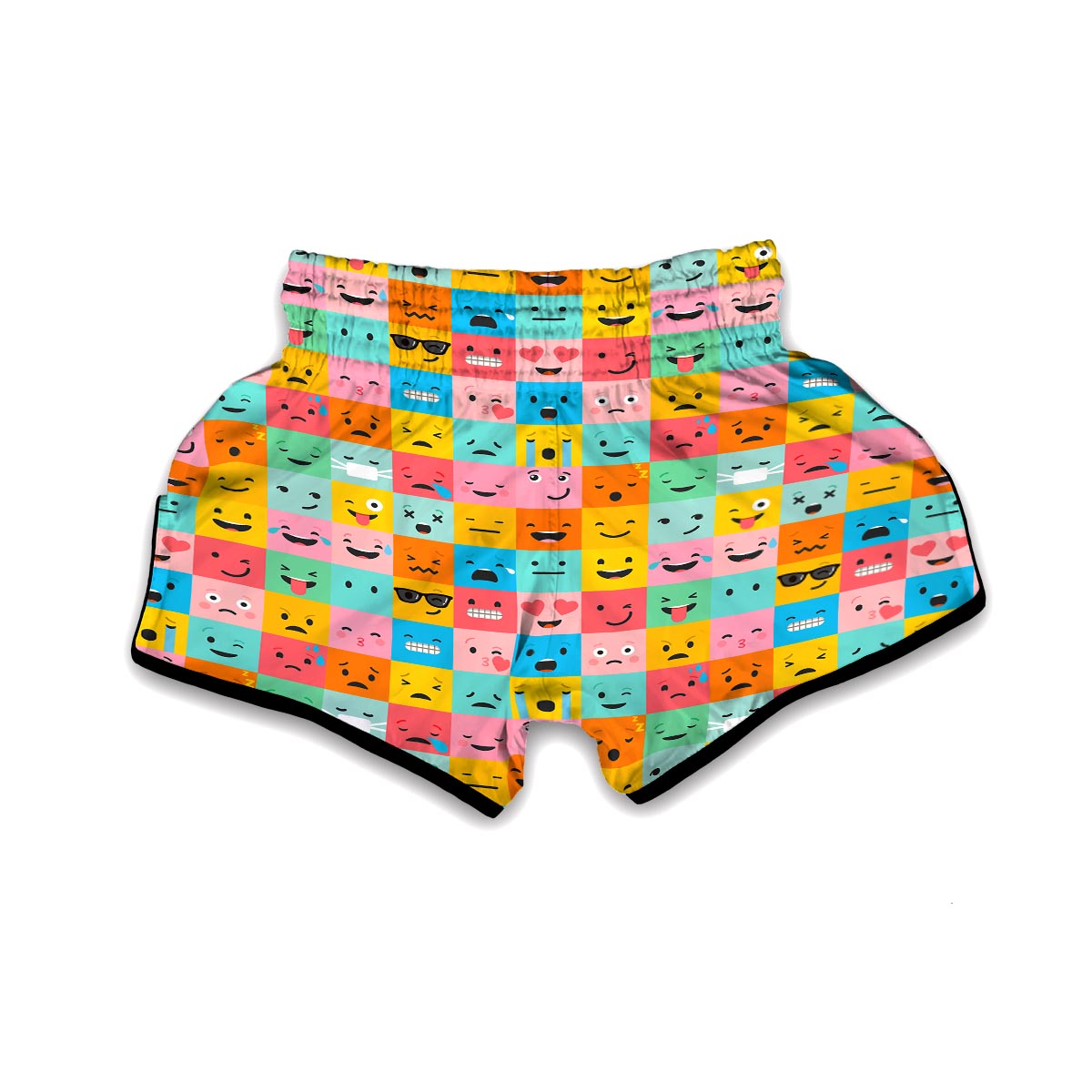 Emoji Pattern Print Muay Thai Boxing Shorts-grizzshop