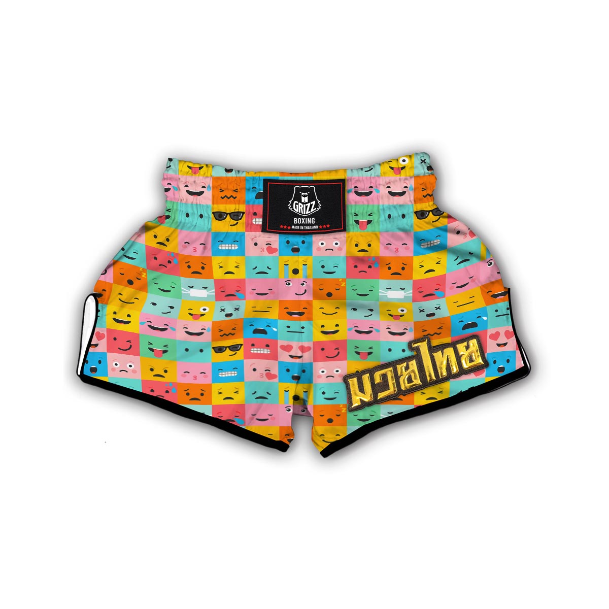 Emoji Pattern Print Muay Thai Boxing Shorts-grizzshop