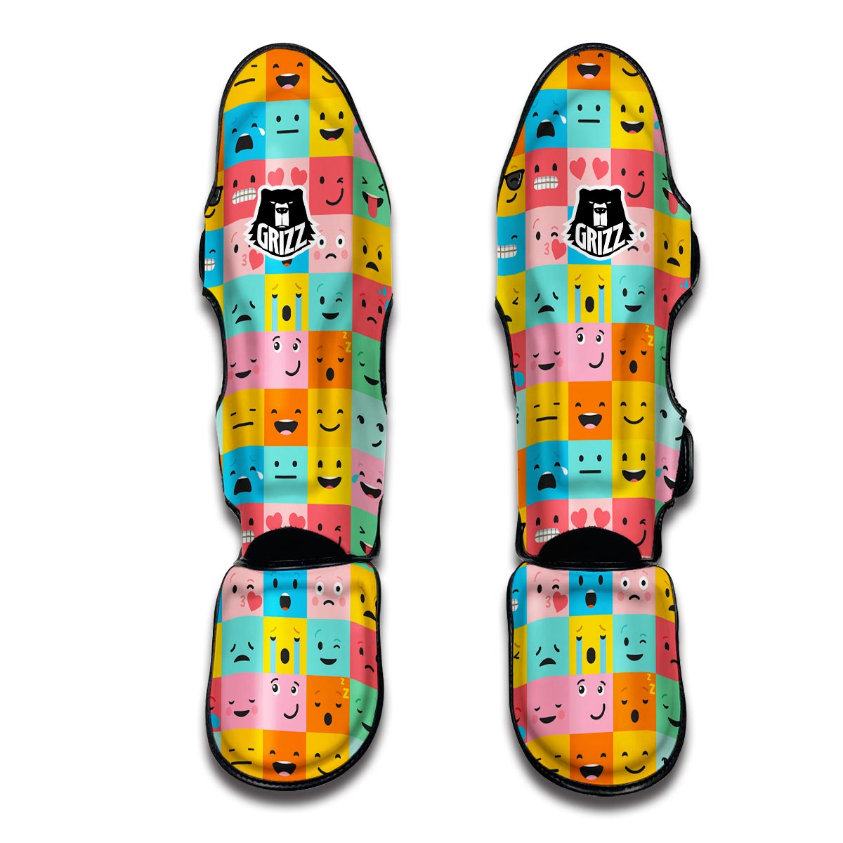 Emoji Pattern Print Muay Thai Shin Guards-grizzshop