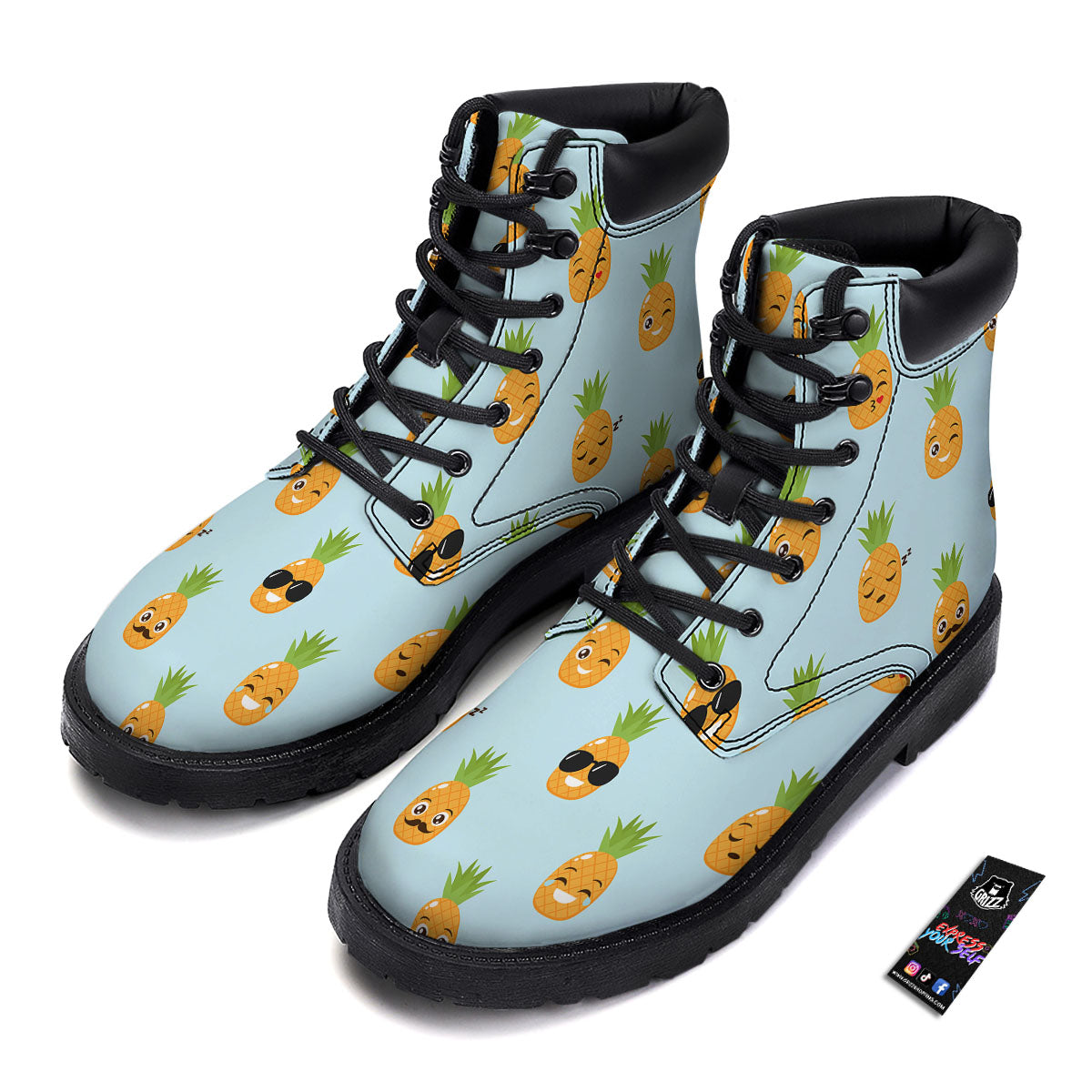 Emoji Pineapple Print Pattern Boots-grizzshop