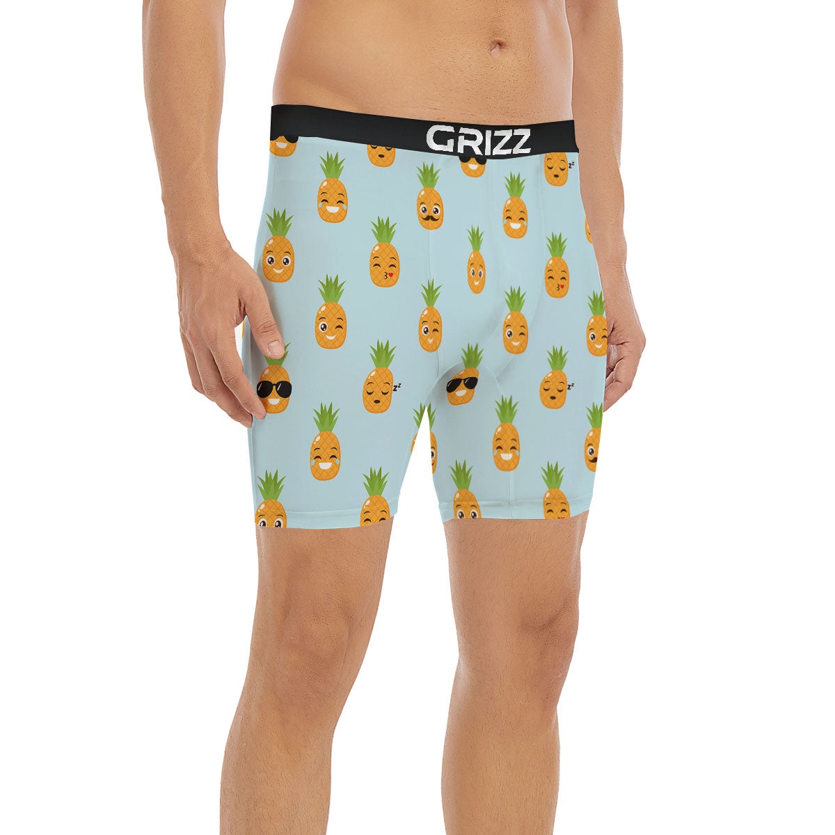 Emoji Pineapple Print Pattern Boxer Briefs-grizzshop