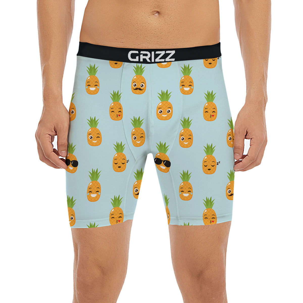 Emoji Pineapple Print Pattern Boxer Briefs-grizzshop