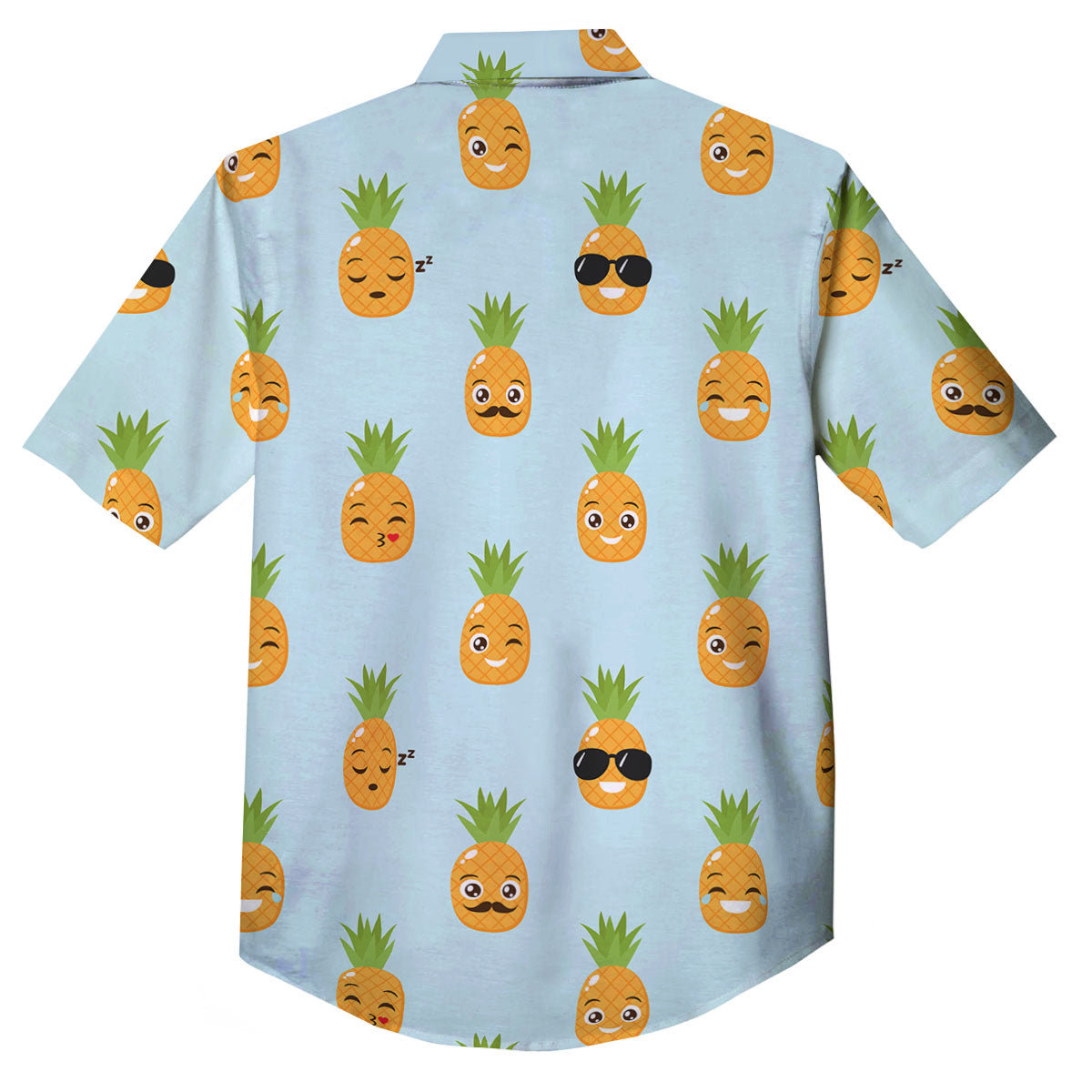 Emoji Pineapple Print Pattern Button Up Shirt-grizzshop