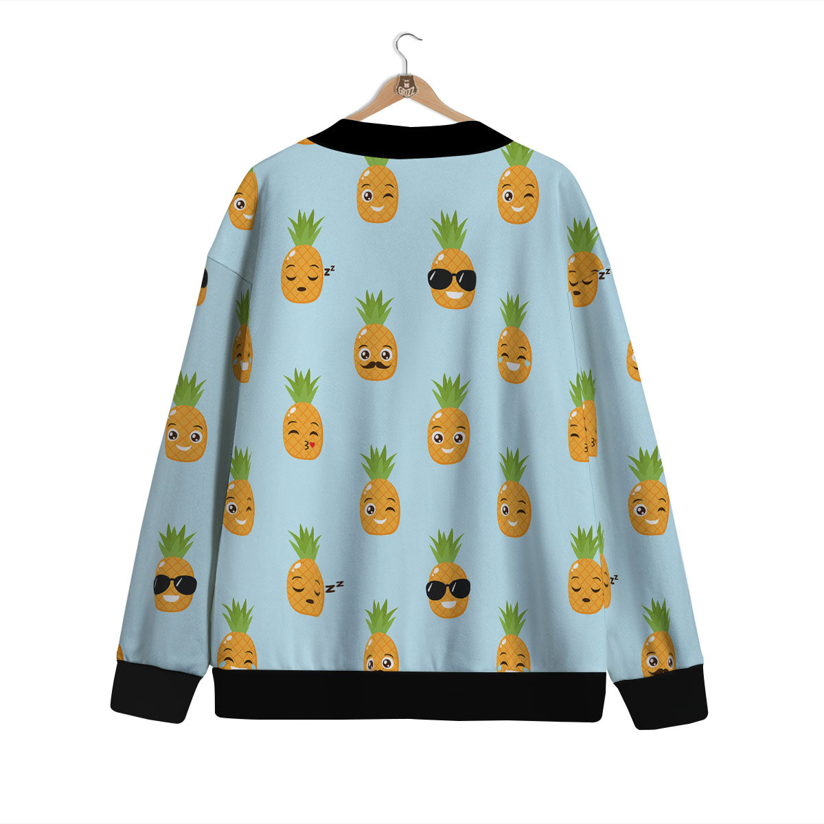 Emoji Pineapple Print Pattern Cardigan-grizzshop
