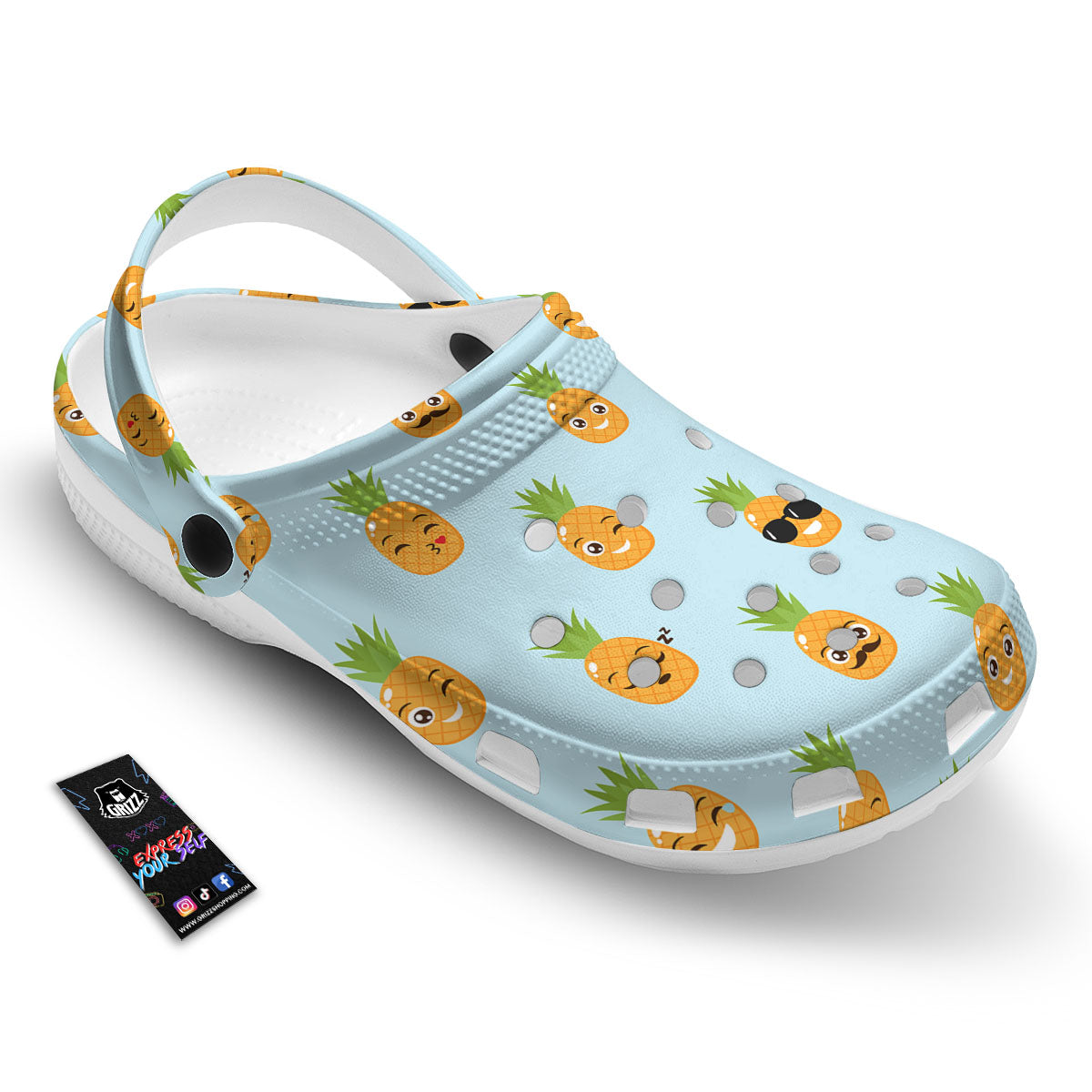 Emoji Pineapple Print Pattern Clog-grizzshop