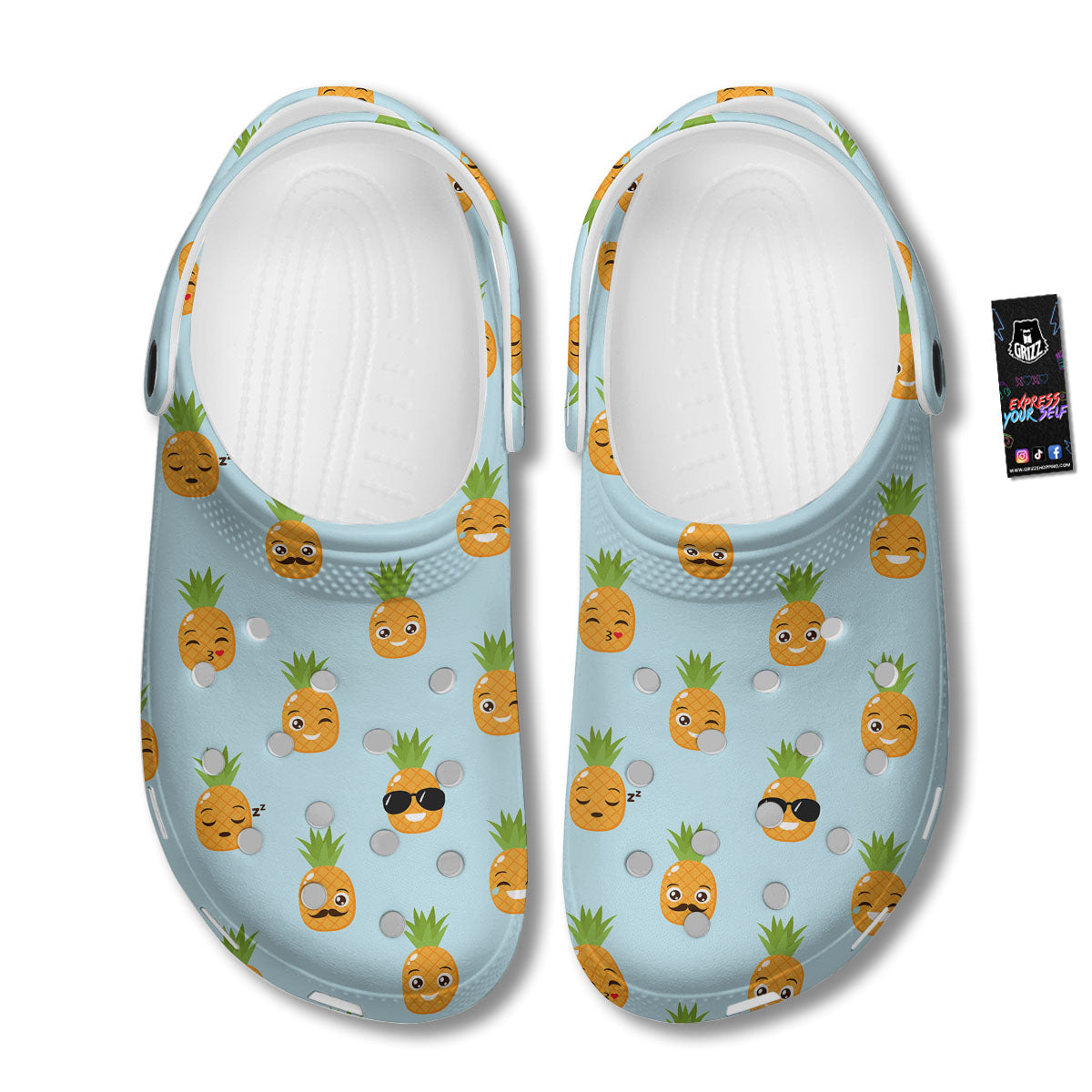 Emoji Pineapple Print Pattern Clog-grizzshop