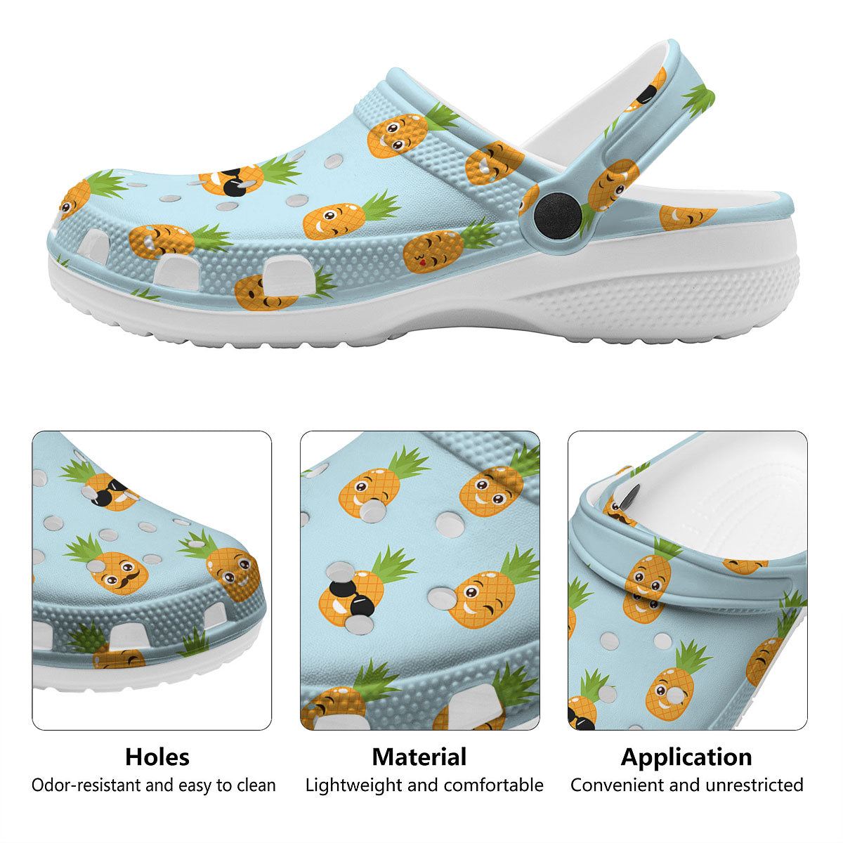 Emoji Pineapple Print Pattern Clog-grizzshop