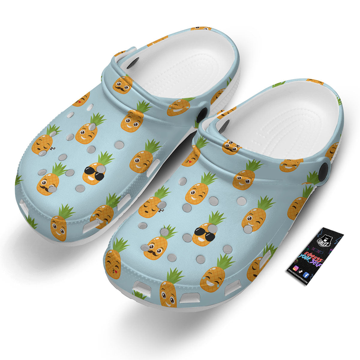Emoji Pineapple Print Pattern Clog-grizzshop