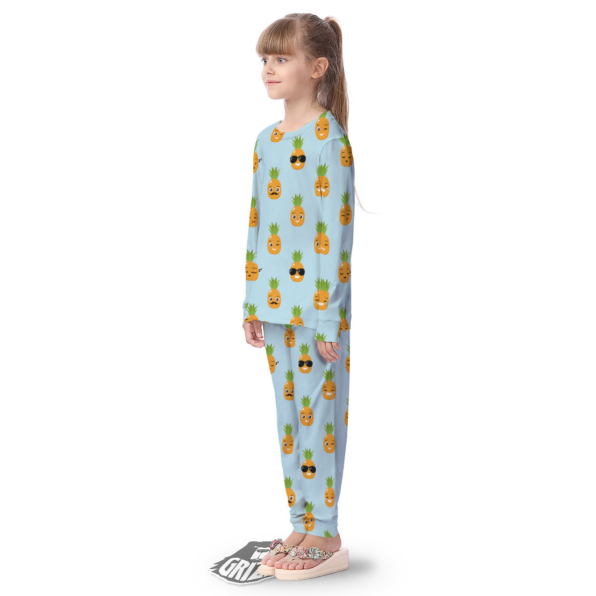 Emoji Pineapple Print Pattern Kid's Pajamas-grizzshop