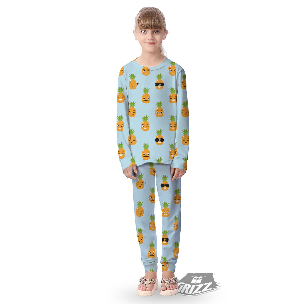 Emoji Pineapple Print Pattern Kid's Pajamas-grizzshop