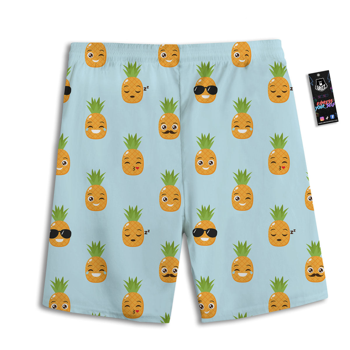 Emoji Pineapple Print Pattern Men's Athletic Shorts