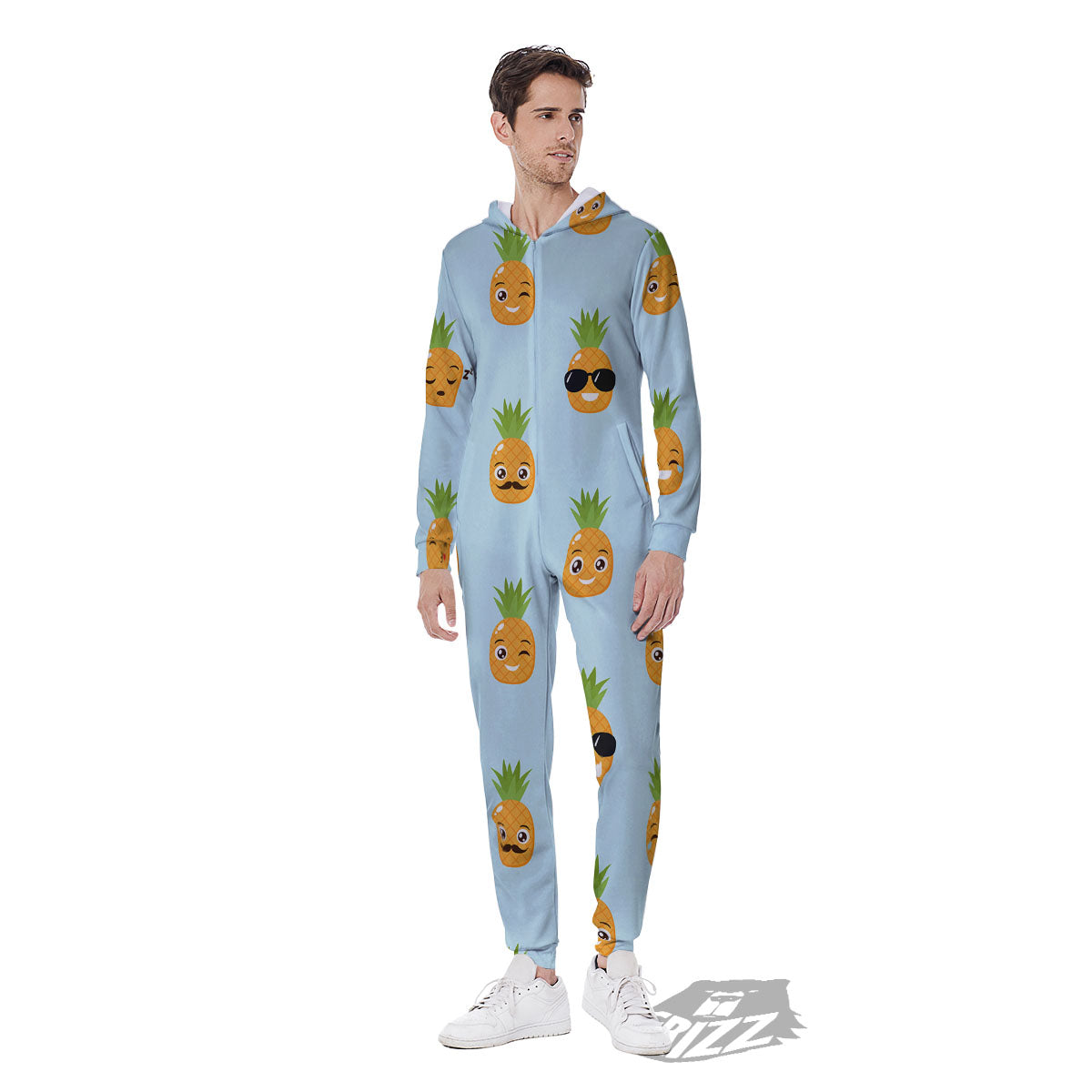 Emoji Pineapple Print Pattern Men's Jumpsuit-grizzshop