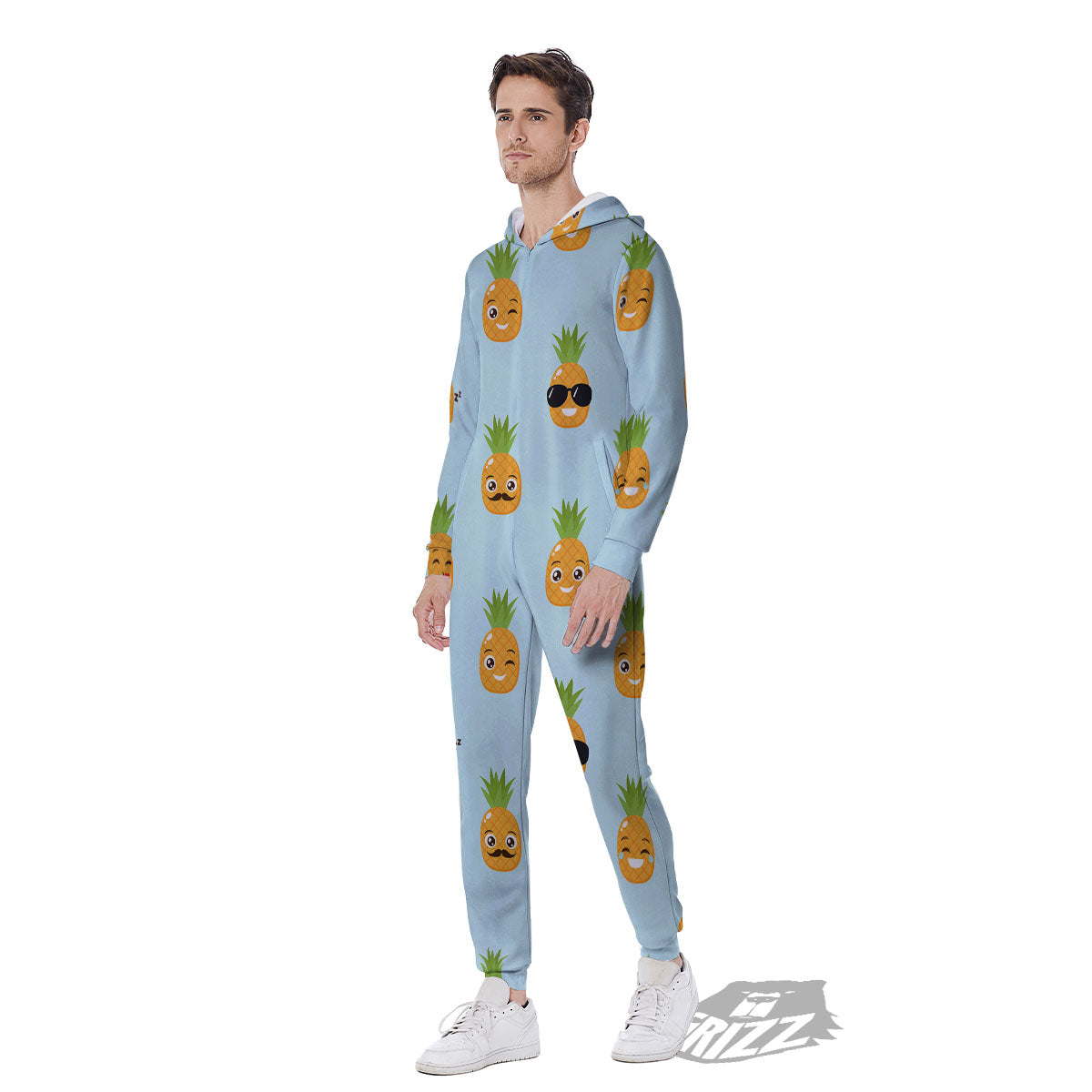 Emoji Pineapple Print Pattern Men's Jumpsuit-grizzshop