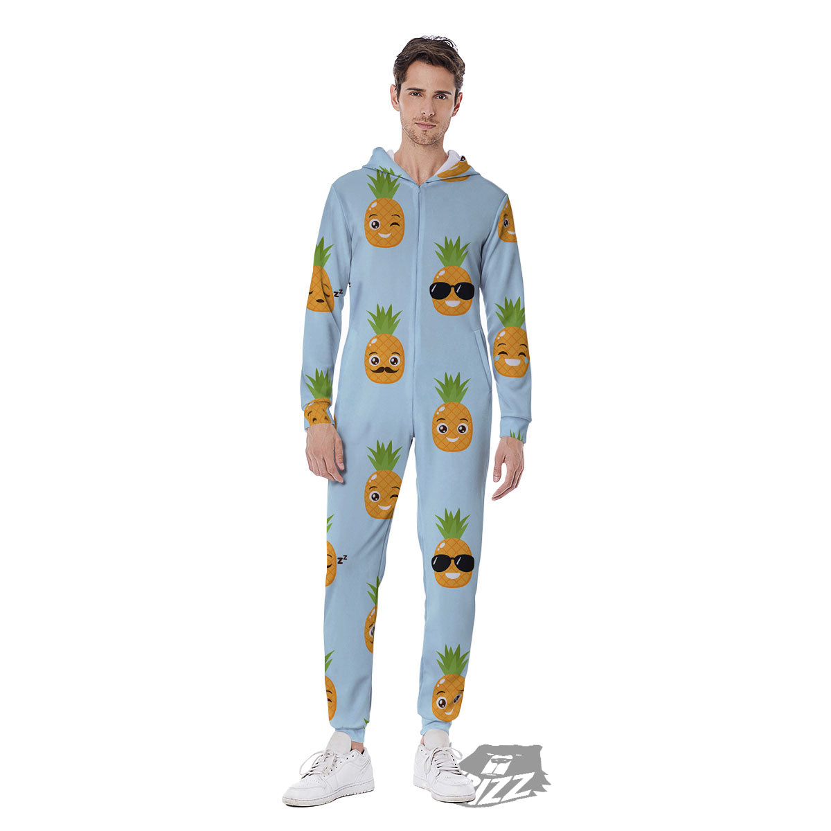 Emoji Pineapple Print Pattern Men's Jumpsuit-grizzshop