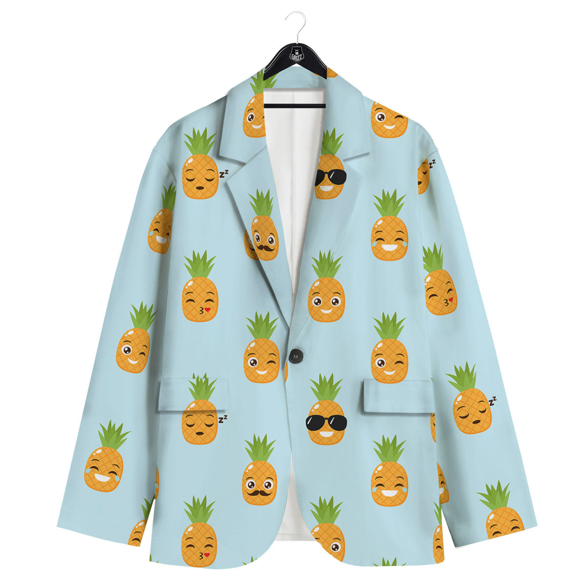 Emoji Pineapple Print Pattern Men's Sport Coat-grizzshop