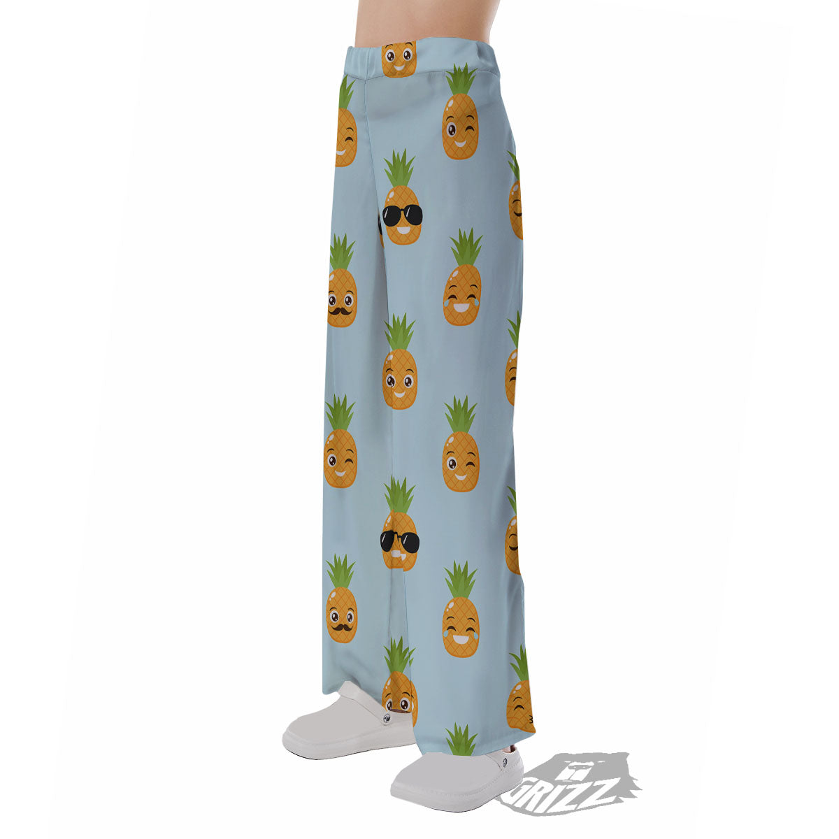 Emoji Pineapple Print Pattern Pajama Pants-grizzshop