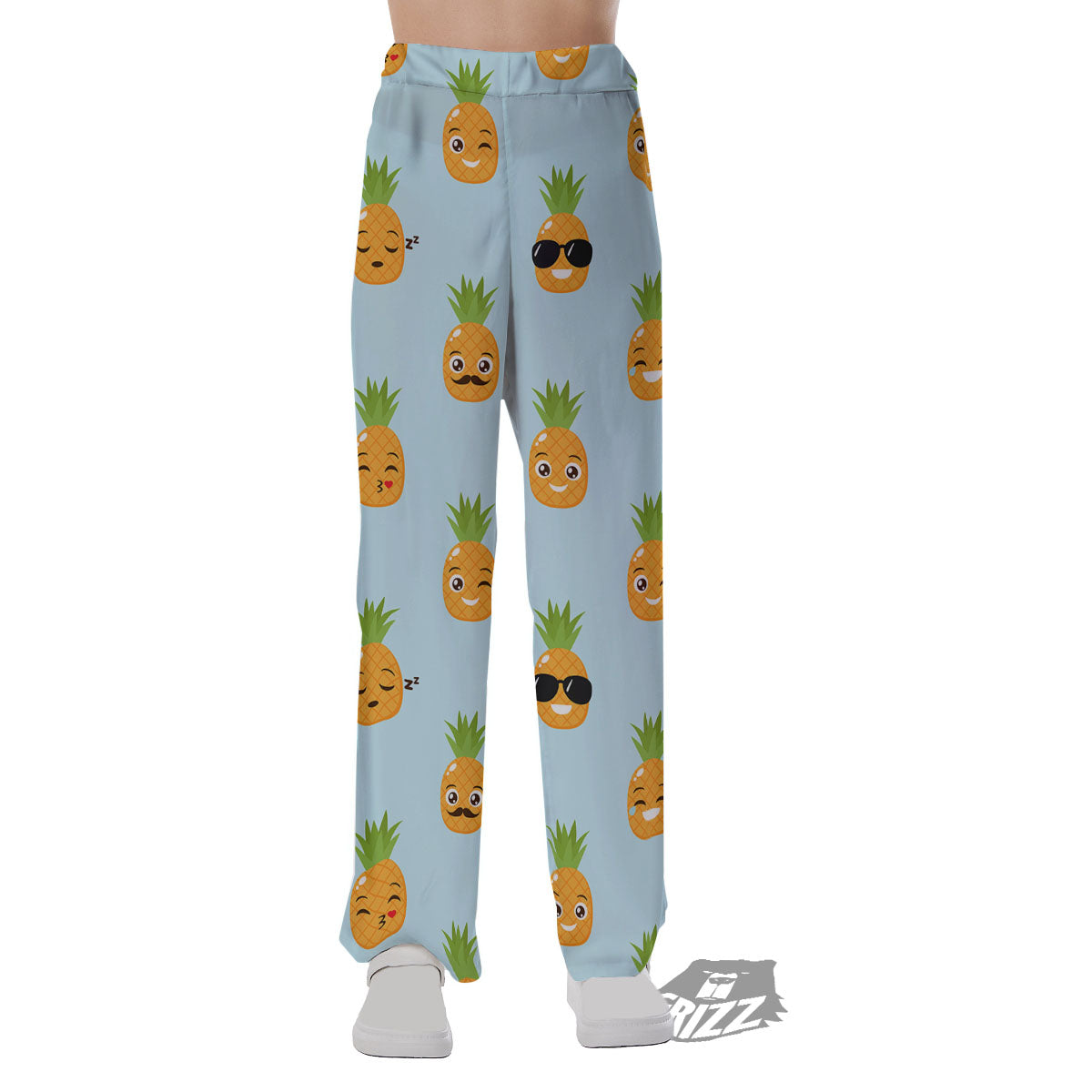 Emoji Pineapple Print Pattern Pajama Pants-grizzshop