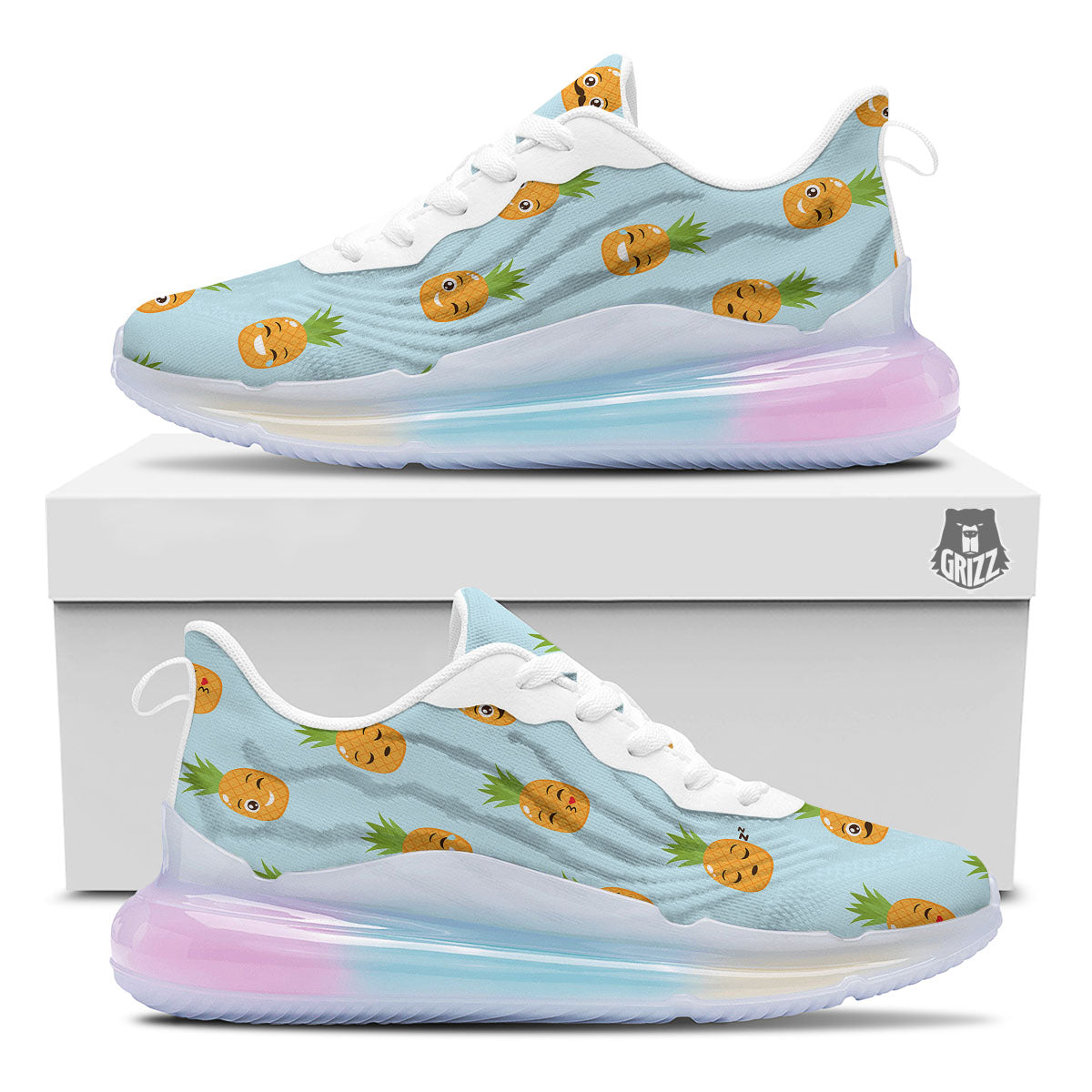 Emoji Pineapple Print Pattern Running Sneakers-grizzshop