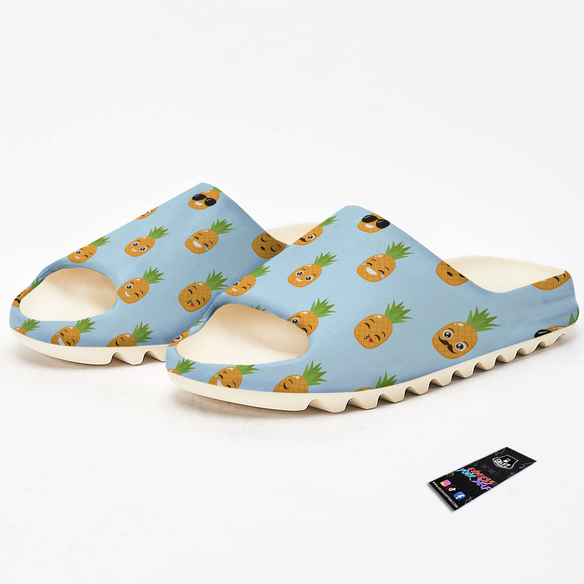 Emoji Pineapple Print Pattern Sandals-grizzshop