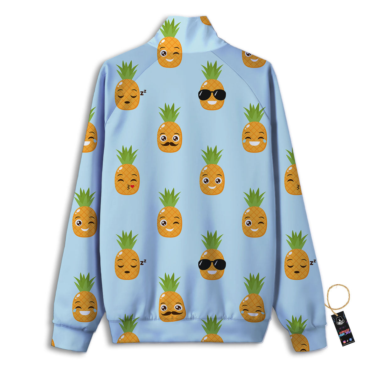 Emoji Pineapple Print Pattern Track Jacket-grizzshop