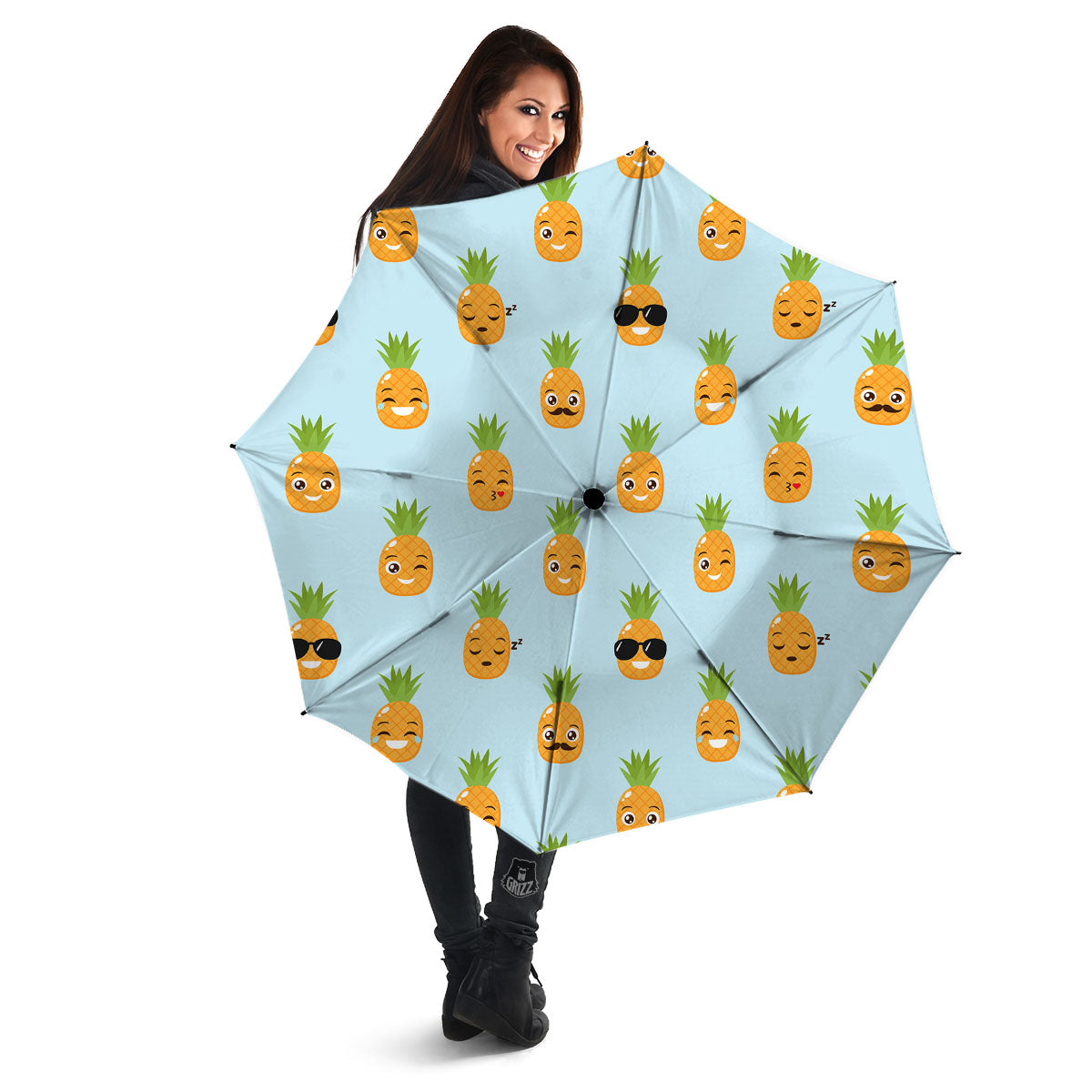 Emoji Pineapple Print Pattern Umbrella-grizzshop