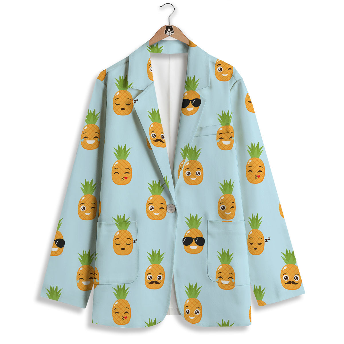 Emoji Pineapple Print Pattern Women's Blazer-grizzshop