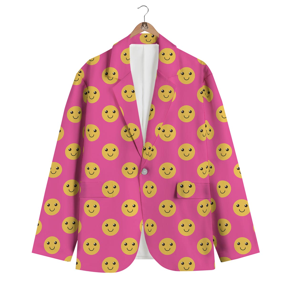 Emoji Pink Pattern Print Men's Blazer-grizzshop