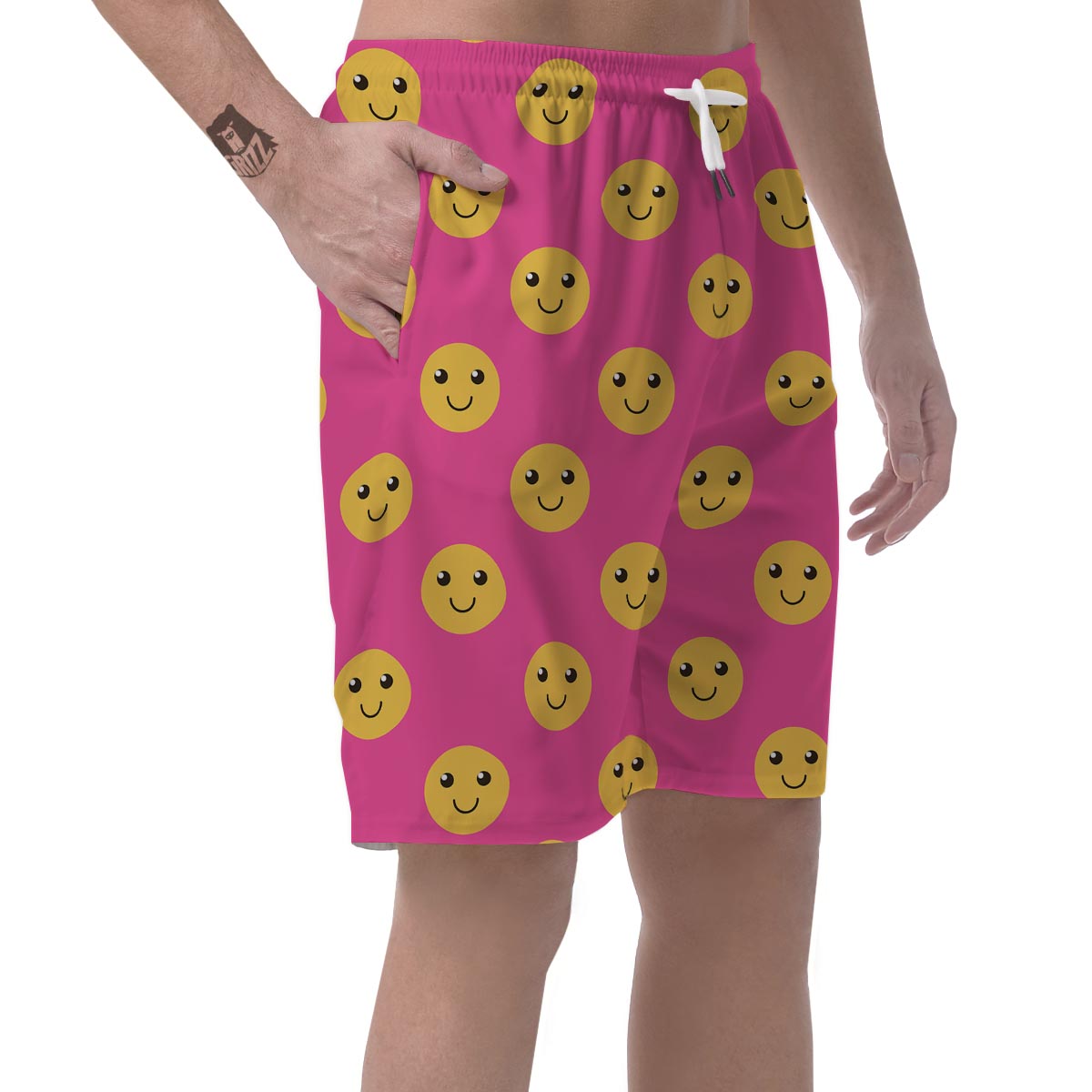 Emoji Pink Pattern Print Men's Shorts-grizzshop