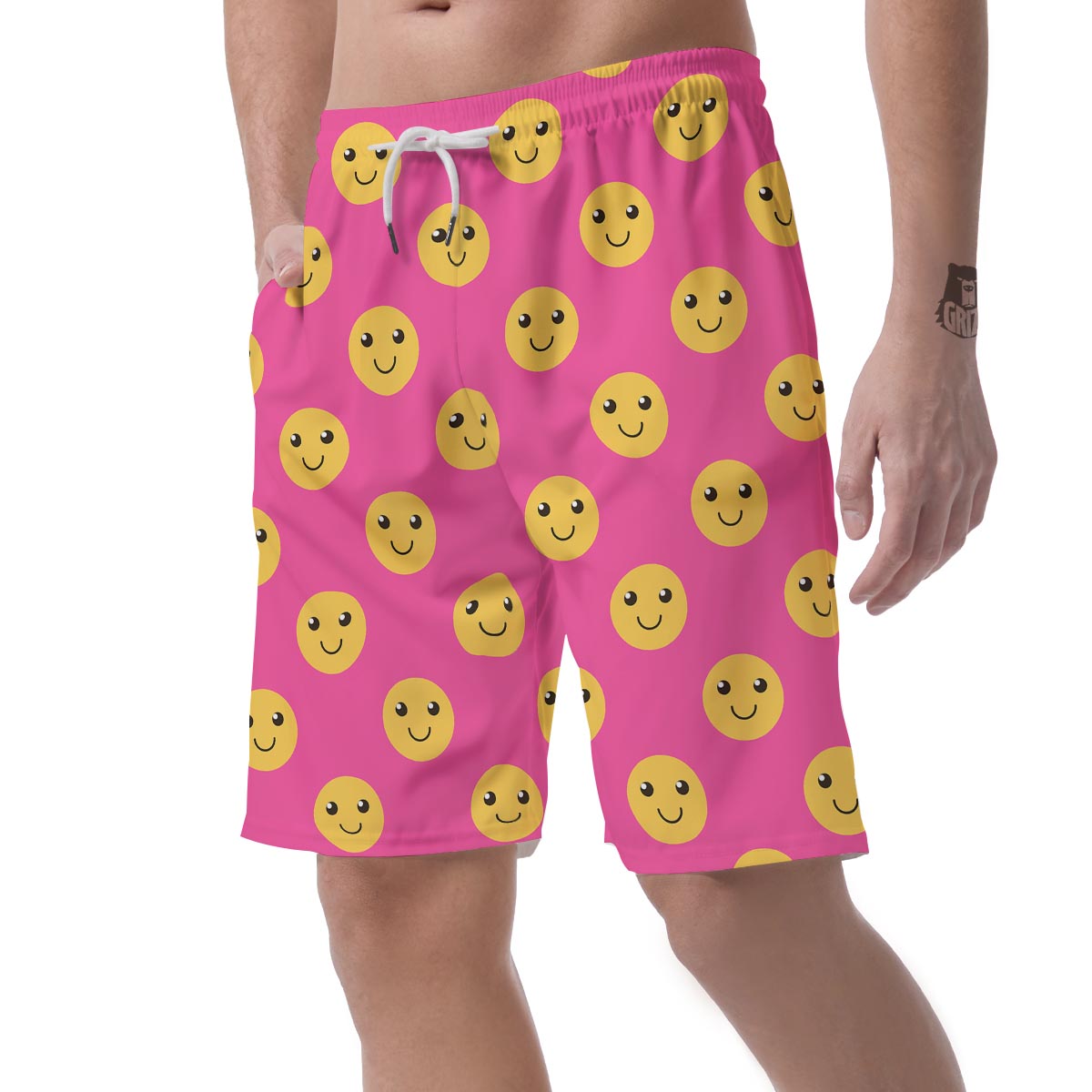 Emoji Pink Pattern Print Men's Shorts-grizzshop