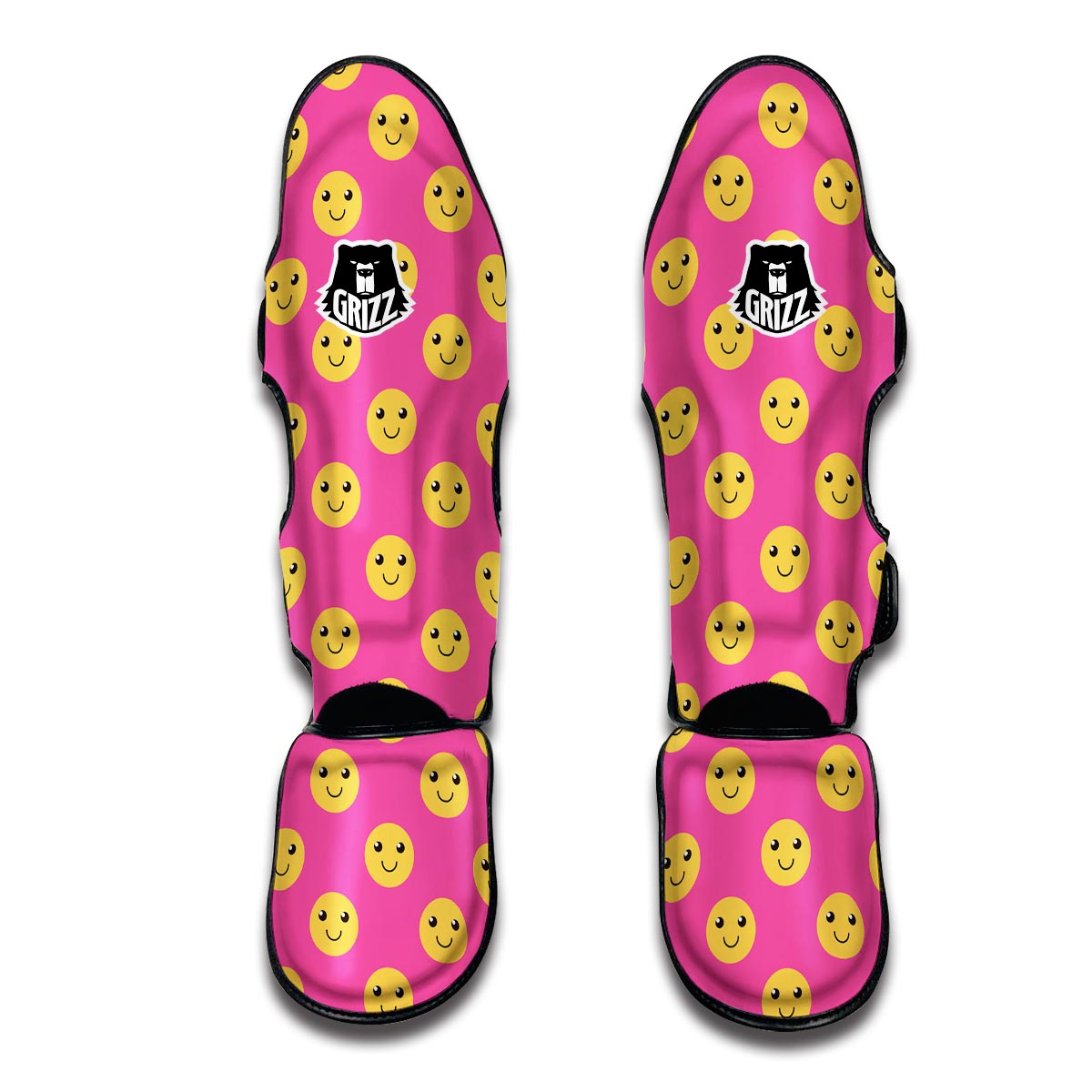 Emoji Pink Pattern Print Muay Thai Shin Guards-grizzshop