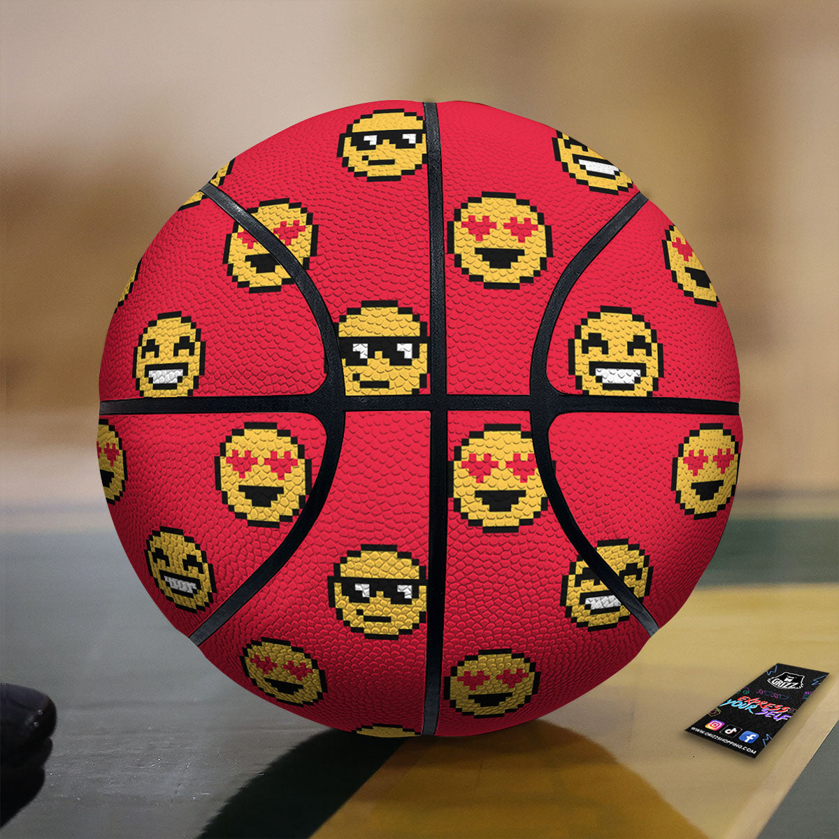 Emoji Pixel Print Pattern Basketball-grizzshop